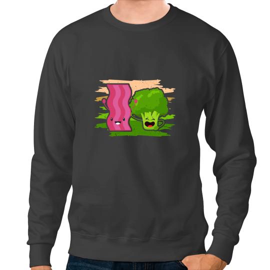 Bacon And Broccoli Combination Vegetables Broccoli Sweatshirts