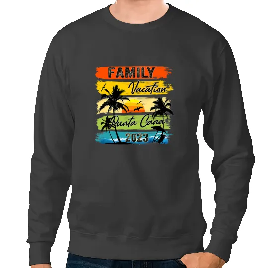 Family Vacation Punta Cana Summer Retro Sunset Beach Sweatshirts