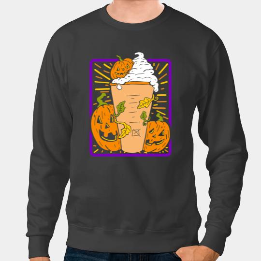 Halloween Pumpkin Spice Latte Tarot Card Illustration Sweatshirts
