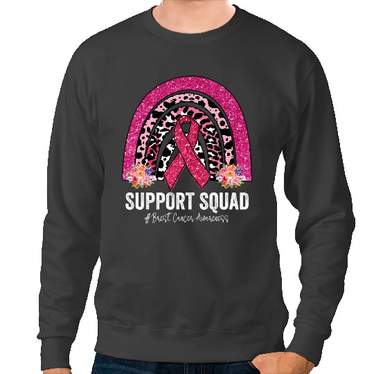 BC Support Squad Pink Rainbow Breast Cancer Awareness Cancer Sweatshirts
