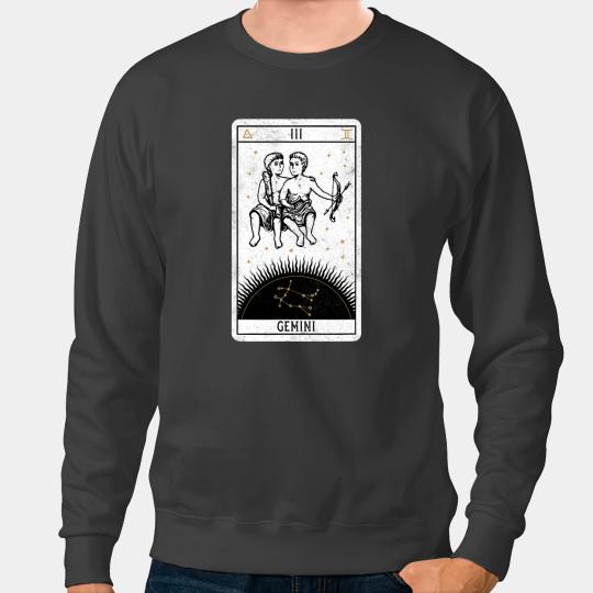 Gemini Distressed Goth Tarot Zodiac Sign Sweatshirts