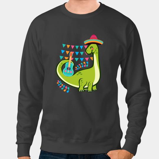 Dinosaur Dino Brontosaurus Dinosaur 5th of May Mexican Cinco de Mayo Sweatshirts