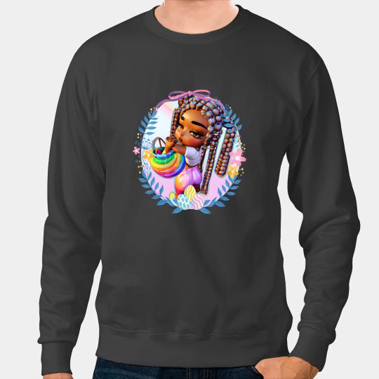 Black Girl Easter Magic Brown Skin Girls Spring Easter Eggs 5 Sweatshirts