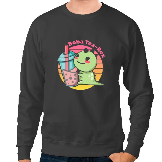 Dinosaur Dino Funny Boba TeaRex Dinosaur Pun Cute Kawaii Bubble Tea Lover Sweatshirts