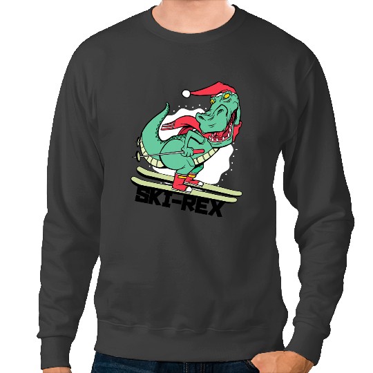 Dinosaur Dino Dino Skiing TRex Winter Sports Ski Sport Skiing Sweatshirts