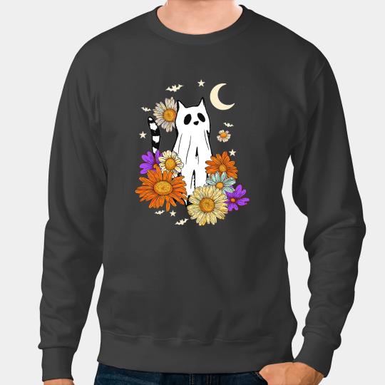 black cats Paws Retro Halloween Floral Cat Happy Halloween black cats 97 Sweatshirts