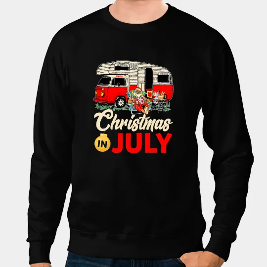 Camping Camp Christmas In July Camping Santa Campers Summer Vacay Camper Sweatshirts