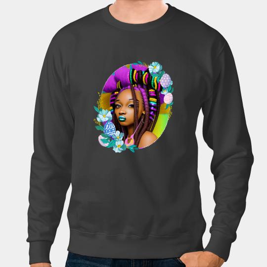 Black Girl Easter Magic Brown Skin Girls Spring Easter Eggs 1 Sweatshirts