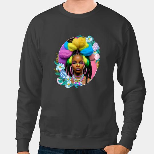 Black Girl Easter Magic Brown Skin Girls Spring Easter Eggs Sweatshirts