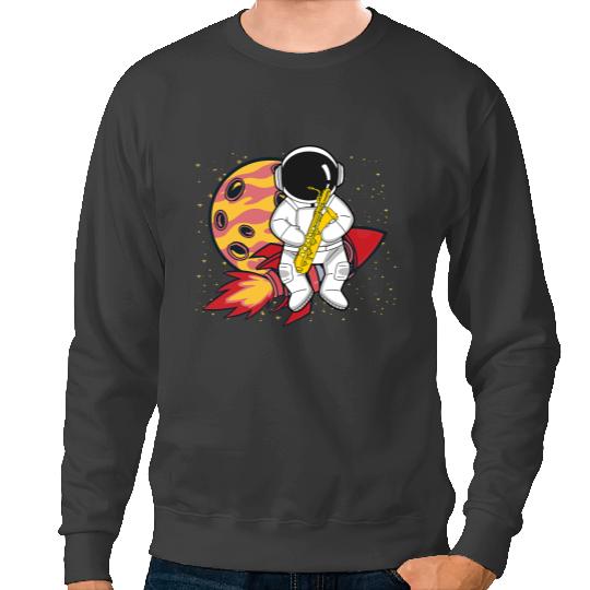 Astronauts Spaceman Playing Saxophone Sweatshirts