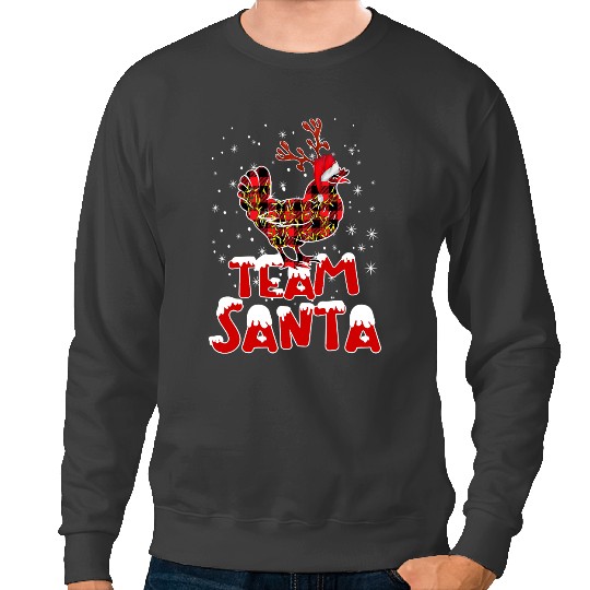 Chicken Poultry Team Santa Christmas Hat Chicken Pajamas For Family Matching 526 Sweatshirts