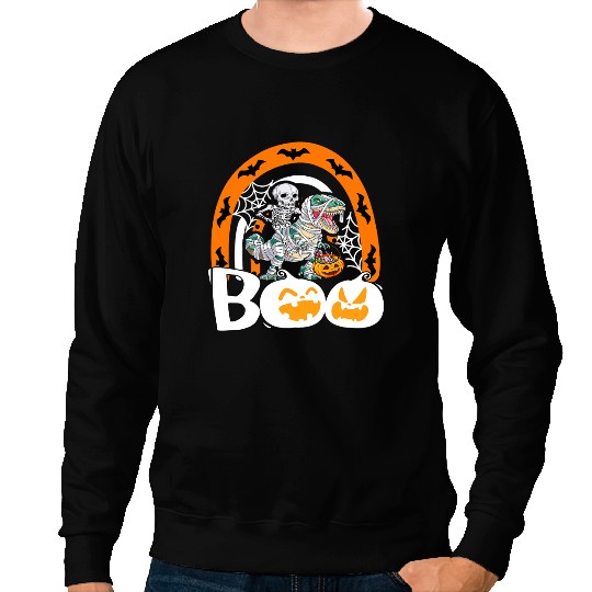 Dinosaur Dino Halloween for Boys Kids Dinosaur T rex Mummy Pumpkin Rainbow Sweatshirts
