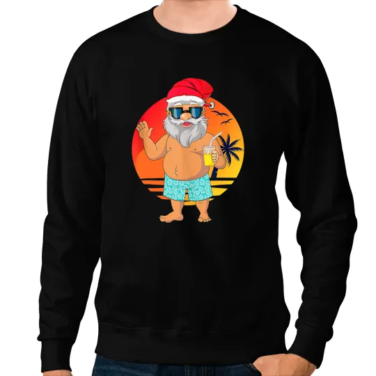 Christmas In July Santa Hawaiian Summer Beach Vacation Gift Sweatshirts