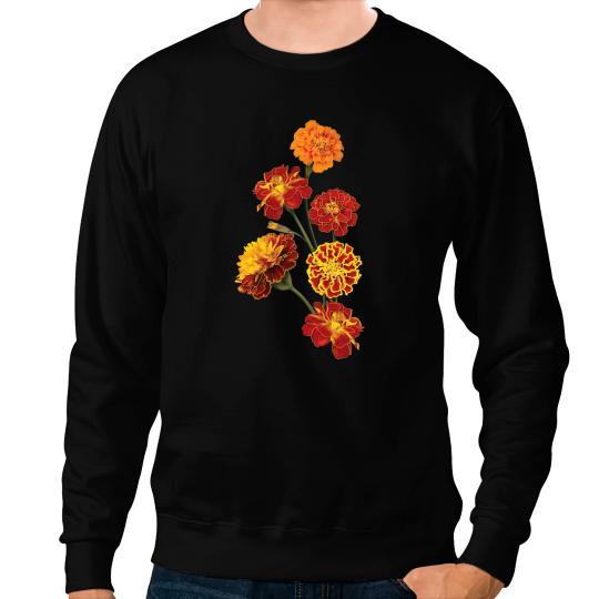 Beautiful Marigold Flowers Charming Floral Design Sweatshirts