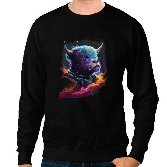 Cattle Cow Astronaut Scottish Highland Cow Space Galaxy Sweatshirts