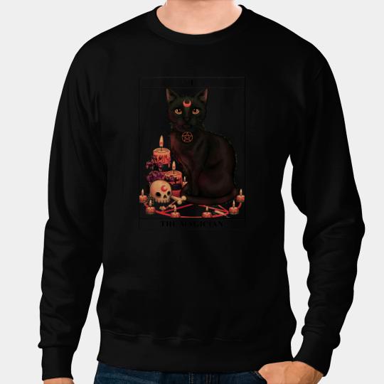 black cats Paws Retro Halloween Gothic Cat The Magician Tarot Witchcraft 47 Sweatshirts
