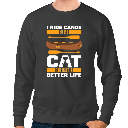 black cats Paws Canoeist Cat Canoe Boat Rafting Canoeing Sweatshirts