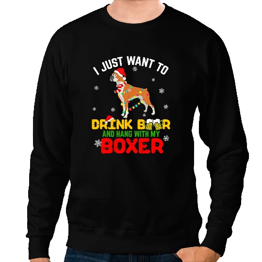 Boxer I Want Drink Beer My Boxer Christmas Light xmass 61 Boxers Dog Sweatshirts