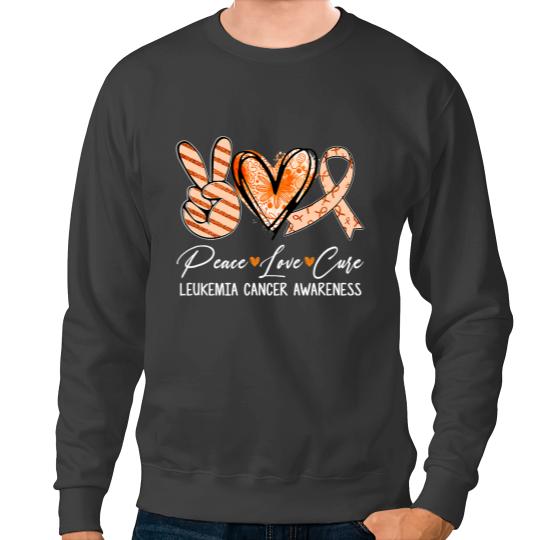 Leukemia Survivor Peace Love Cure Orange Ribbon Leukemia Cancer Awareness 1 Sweatshirts