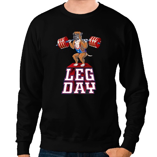 Boxer Leg Day boxer Weight Lifting Squat Gym 45 Boxers Boxers Dog Sweatshirts