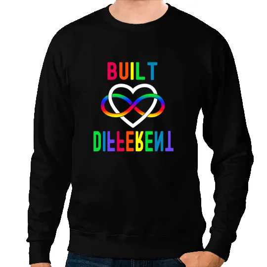 Autistic Built Different Rainbow Infinity Autism Awareness Sweatshirts