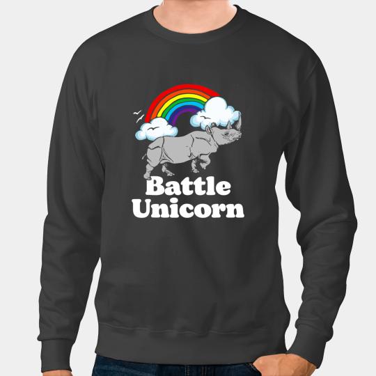 Rhino Gift Battle Unicorns Funny Retro 80s Rainbow Rhino Rhinoceros Sweatshirts