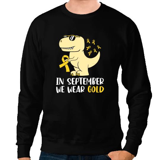 Childhood Ribbon In September We Wear Gold Childhood Cancer Awareness Kid Boy Sweatshirts