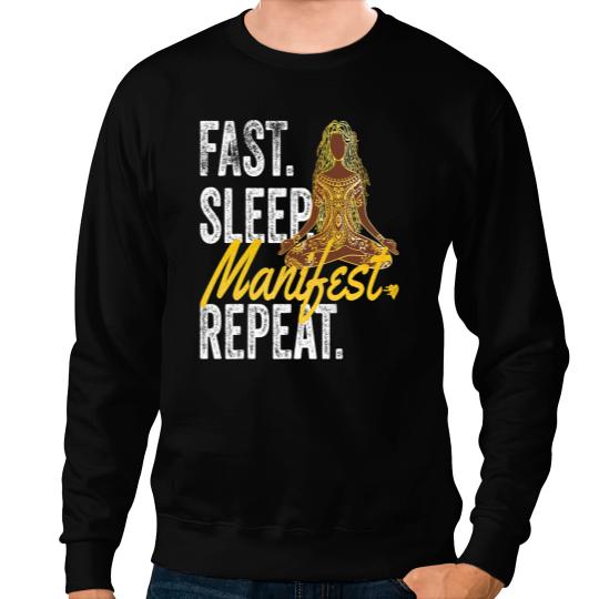 Fast Sleep Manifest Repeat Law of Attraction Gold Meditation Sweatshirts