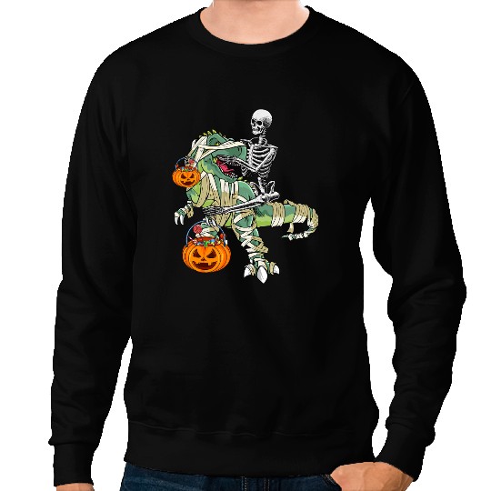 Dinosaur Dino Halloween Dinosaur T Rex Mummy Pumpkin For Boys Girls Kids Sweatshirts