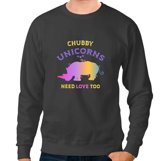 Rhino Gift Chubby Unicorns Need Love Too Rhinos Rhinoceros colorful 1 Sweatshirts