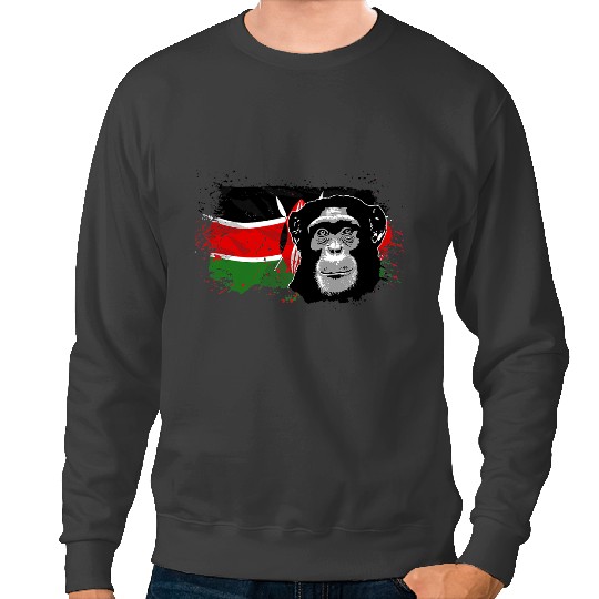 Kenya Chimpanzee Monkey Flag Banner Safari Sweatshirts