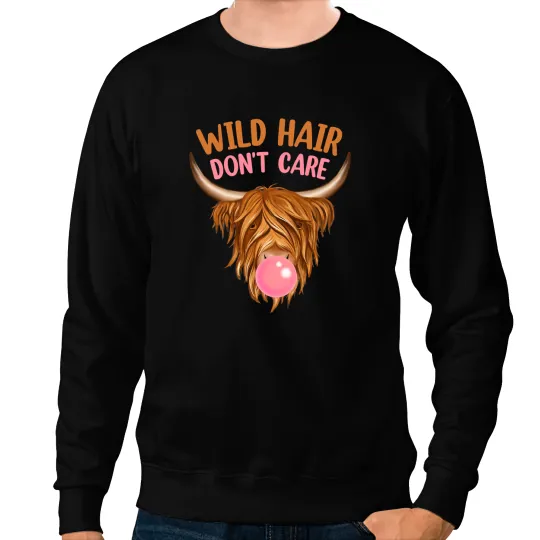 Cattle Cow Funny highland cow wild hair dont care Cow print Sweatshirts