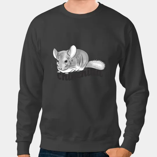 Illustration of a cute grey chinchilla Sweatshirts