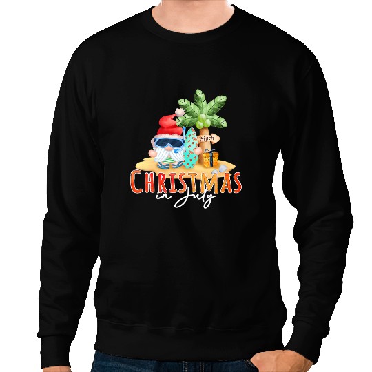 Christmas In July Funny Santa Summer Beach Vacation Sweatshirts