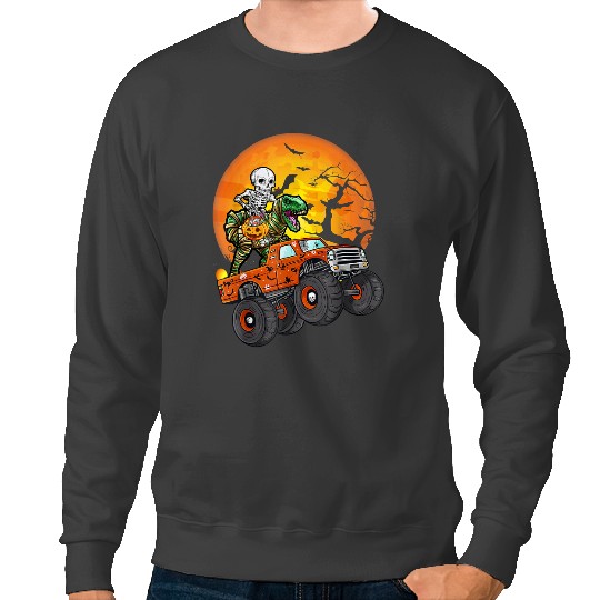 Dinosaur Dino Dino Halloween Monster Truck Pumpkin Mummy Dinosaur T rex Boys 58 Sweatshirts