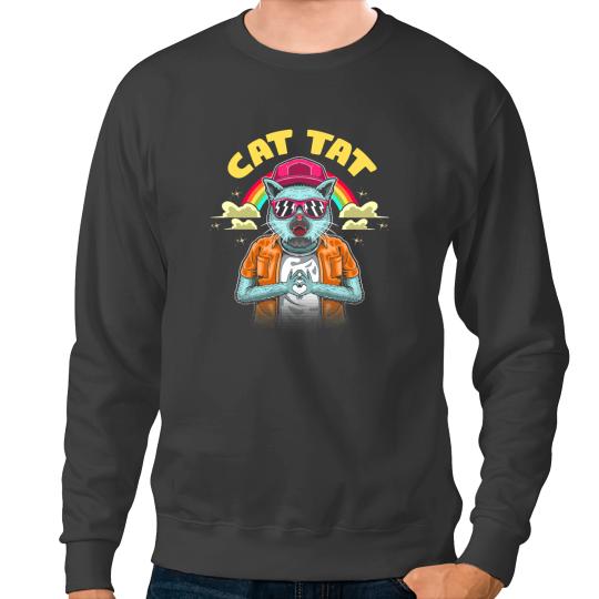 black cats Paws Tat Cat Lover Tattoo Lover Kitten Tattooed Cat Mom 2 Sweatshirts