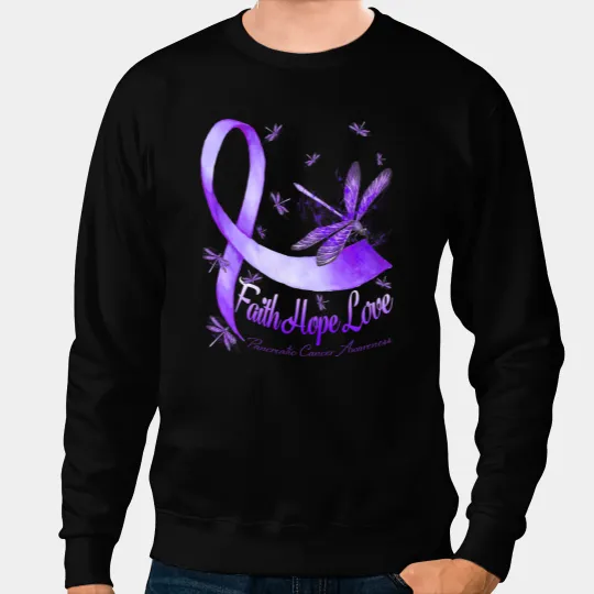 Faith Hope Love Pancreatic Cancer Awareness Dragonfly Sweatshirts