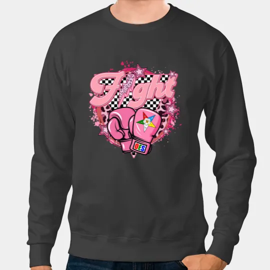 BC OES Fight Leopard Retro Eastern Star Breast Cancer Awareness Cancer Sweatshirts