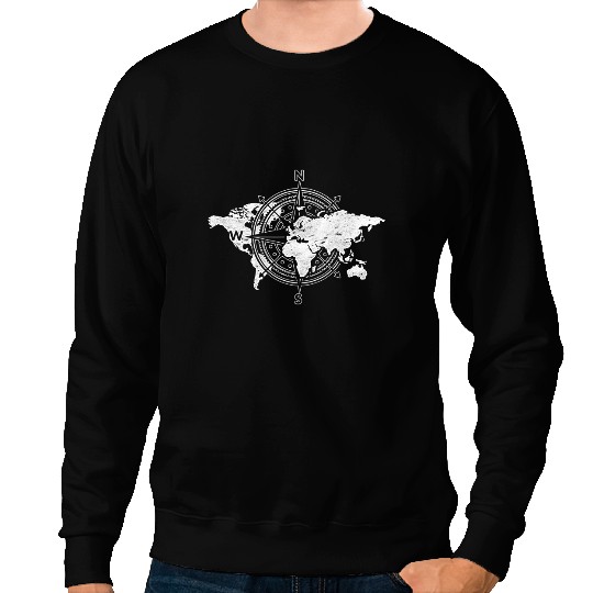 Compass Traveling Cartography Countries World Map Sweatshirts