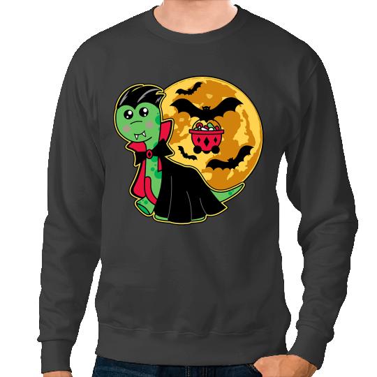Dinosaur Dino Cute Halloween Dinosaur Vampire Brontosaurus w Moon 2Bats Sweatshirts