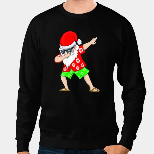 Christmas in July Hawaiian Santa HipHop Dab Dance Summer Sweatshirts