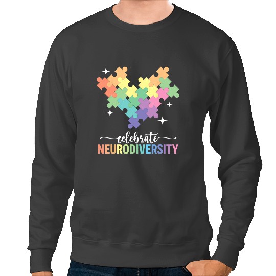 Autistic Celebrate Neurodiversity Puzzle Piece Pastel Retro Autism 1 Sweatshirts