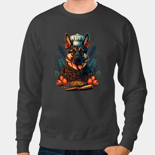 Cooking Alsatian Restaurant cook on German Shepherd chef Sweatshirts