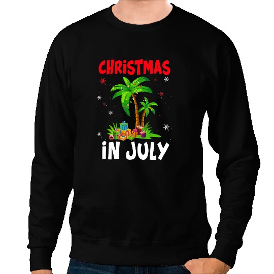 Christmas In July Palm Tree xmass Tree Beach Summer Vacation 1 Sweatshirts
