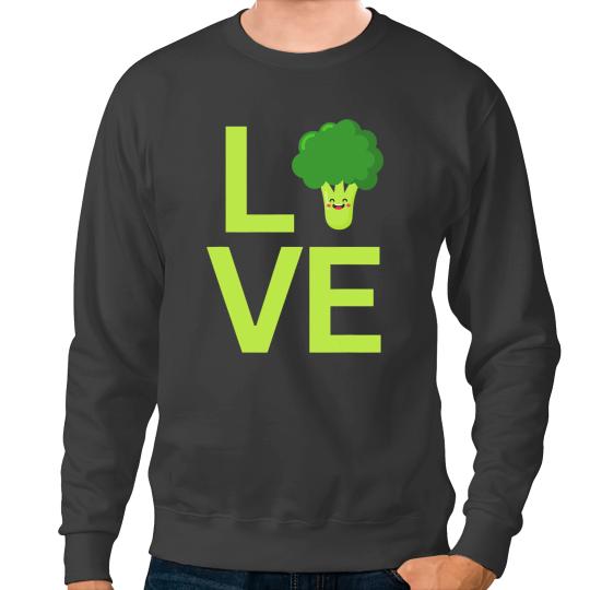 Funny I Love Broccoli Green Vegetable Lovers and Vegans Sweatshirts