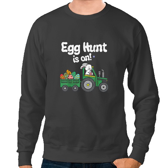 Tractor driving Egg Hunt Is On Tractor Funny Easter Bunny Boys Kids Toddler639 Sweatshirts