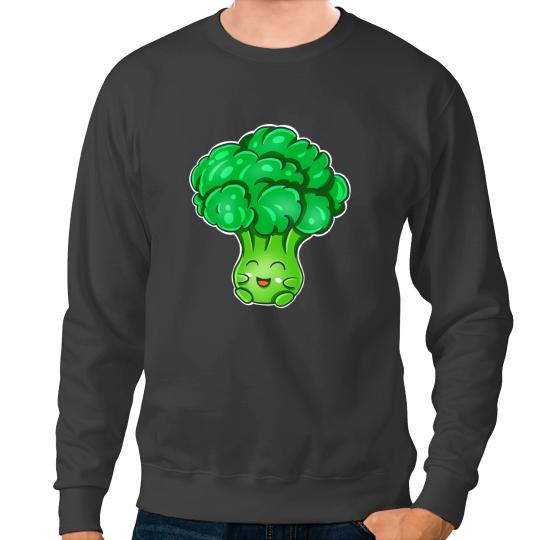 Broccoli Kawaii Cute Vegetable Veggie Food Fun Manga Sweatshirts