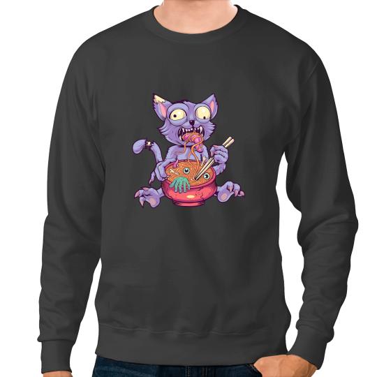 Cat Paws Kawaii Creepy Cat Eating Ramen Noodles Pastel Goth Aesthetic 26 Sweatshirts