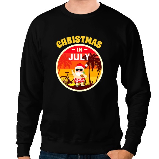 Christmas In July Summer Beach Vacation Hawaii Santa Sweatshirts