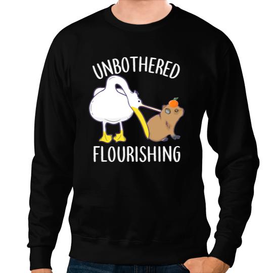 capybaras Lover Unbothered Flourishing capybaras Pelican Funny Meme Cute Meme Sweatshirts